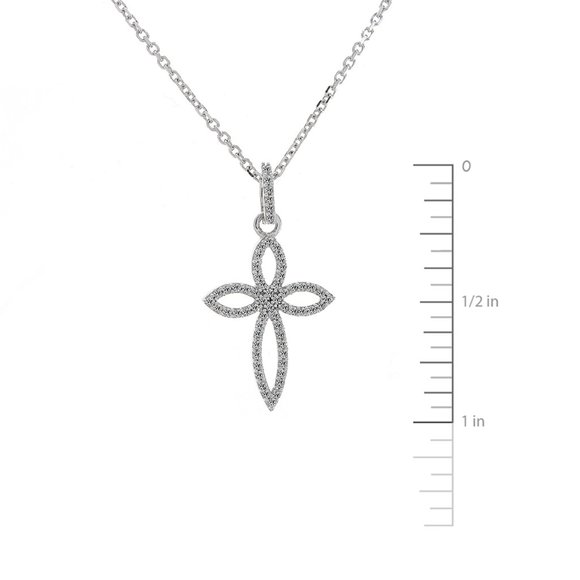 0.26 Carat Diamond Cross Pendant 14K White Gold - Picture 3 of 3